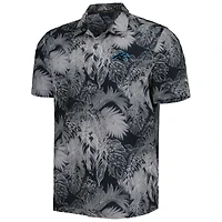 Men's Tommy Bahama Black Carolina Panthers Coast Luminescent Fronds Camp IslandZone Button-Up Shirt