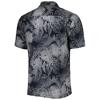 Men's Tommy Bahama Black Carolina Panthers Coast Luminescent Fronds Camp IslandZone Button-Up Shirt