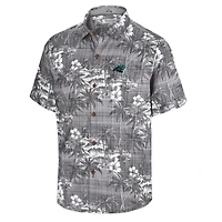 Men's Tommy Bahama Black Carolina Panthers Coconut Point Isla Palmetta Camp Button-Up Shirt