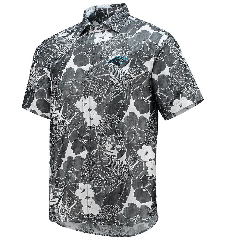Tommy Bahama Black Carolina Panthers Coconut Point Playa Chemise boutonnée IslandZone à fleurs pour homme