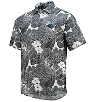 Tommy Bahama Black Carolina Panthers Coconut Point Playa Chemise boutonnée IslandZone à fleurs pour homme