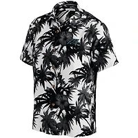 Chemise boutonnée pour homme Tommy Bahama Black Carolina Panthers Sport Harbor Island Hibiscus Camp