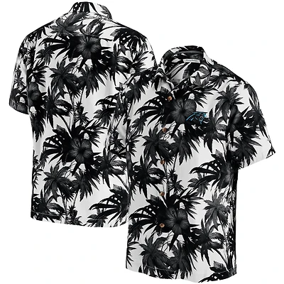 Chemise boutonnée pour homme Tommy Bahama Black Carolina Panthers Sport Harbor Island Hibiscus Camp