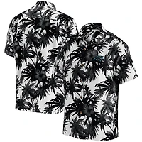 Chemise boutonnée pour homme Tommy Bahama Black Carolina Panthers Sport Harbor Island Hibiscus Camp