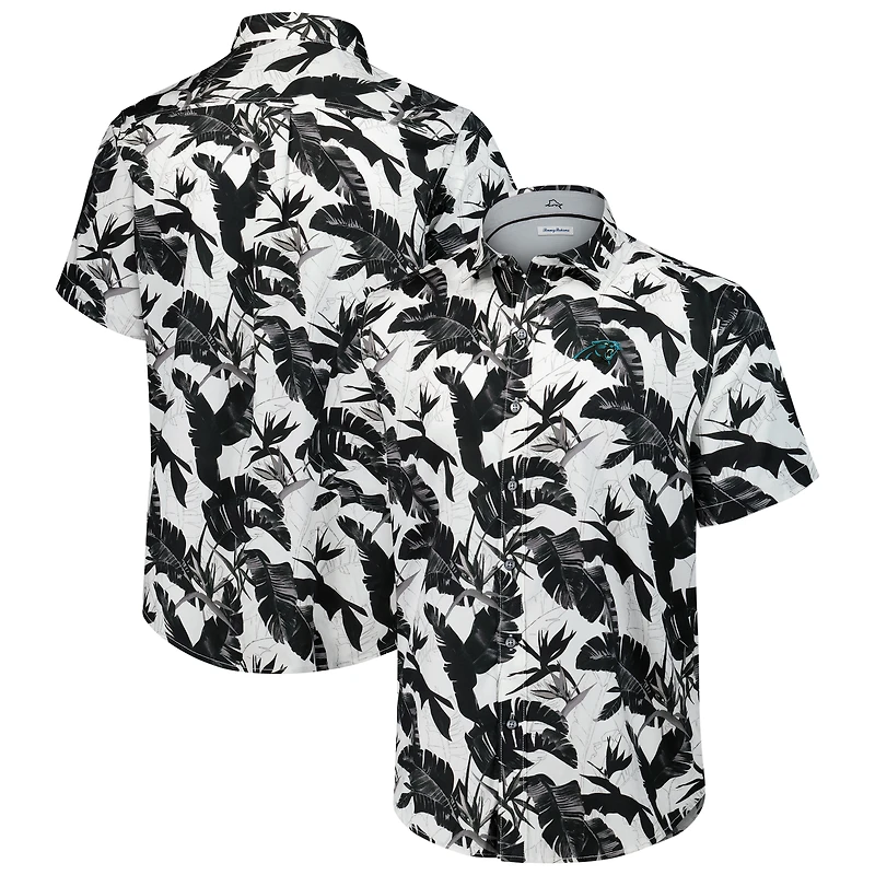Men's Tommy Bahama Black Carolina Panthers Sunnyvale Blooms Camp Button-Up Shirt