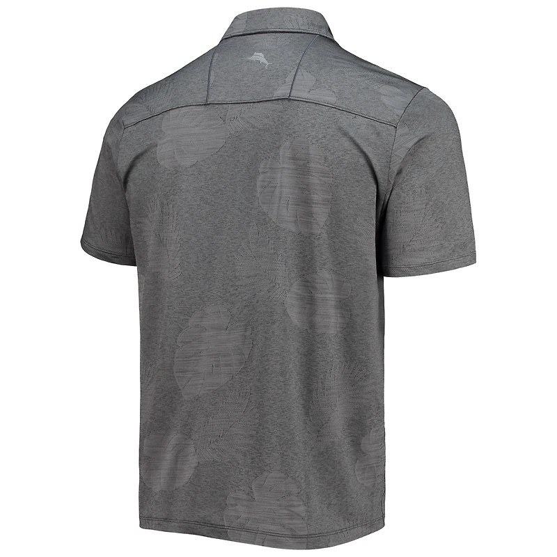 Polo Tommy Bahama Charcoal Carolina Panthers Palm Coast Delray Frond Allover IslandZone pour homme