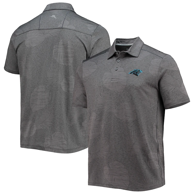 Polo Tommy Bahama Charcoal Carolina Panthers Palm Coast Delray Frond Allover IslandZone pour homme