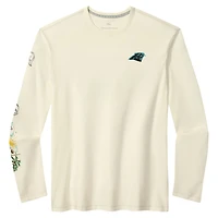 T-shirt à manches longues Tommy Bahama Cream Carolina Panthers Oasis Endzone Lux pour homme