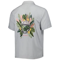 Chemise boutonnée pour homme Tommy Bahama Grey Carolina Panthers Coconut Point Frondly Fan Camp IslandZone