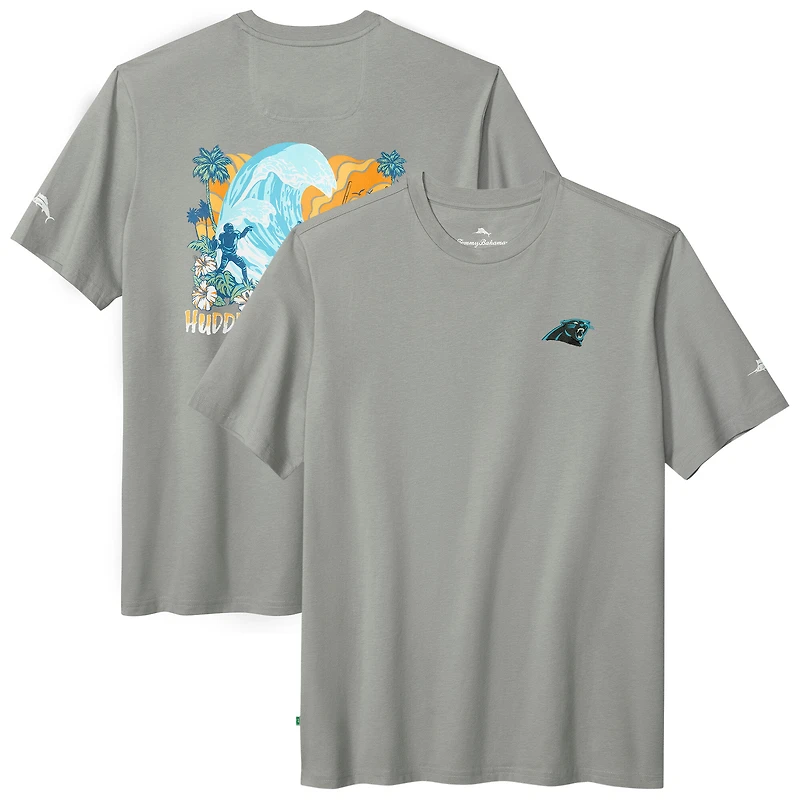T-shirt Tommy Bahama gris pour homme, motif Carolina Panthers Huddle & Hang Tens