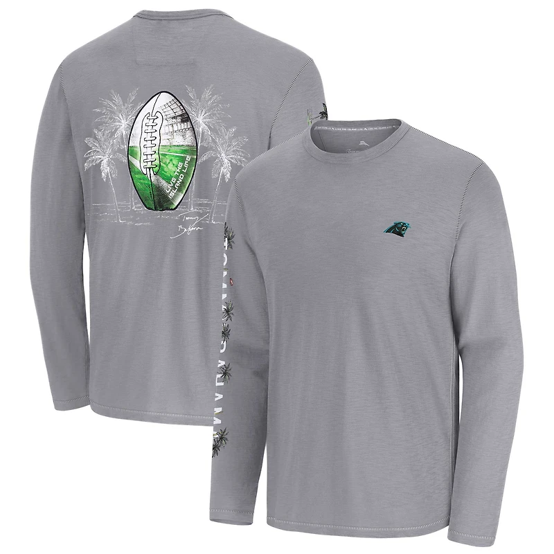 Men's Tommy Bahama Gray Carolina Panthers Oasis Endzone Lux Long Sleeve T-Shirt