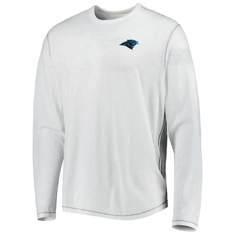 T-shirt à manches longues Tommy Bahama Panthers de la Caroline, blanc, lacets pour homme
