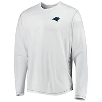 T-shirt à manches longues Tommy Bahama Panthers de la Caroline, blanc, lacets pour homme