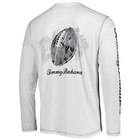 T-shirt à manches longues Tommy Bahama Panthers de la Caroline, blanc, lacets pour homme
