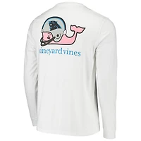 Men's Vineyard Vines White Carolina Panthers Whale Helmet Long Sleeve T-Shirt