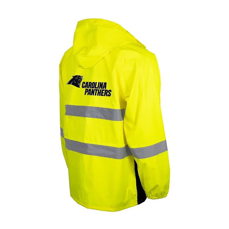 Men's Yellow Carolina Panthers Hi-Vis Safety Waterproof Rainshell Full-Zip Hooded Jacket