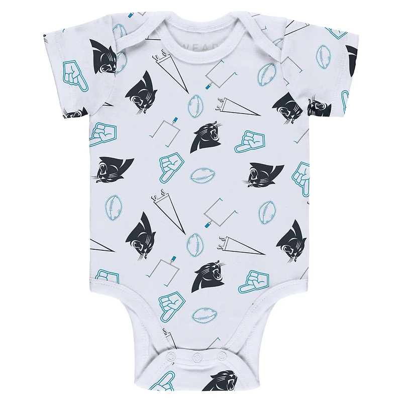 Ensemble body et pantalon trois pièces gris/noir/blanc Carolina Panthers pour nouveau-né bébé par Erin Andrews