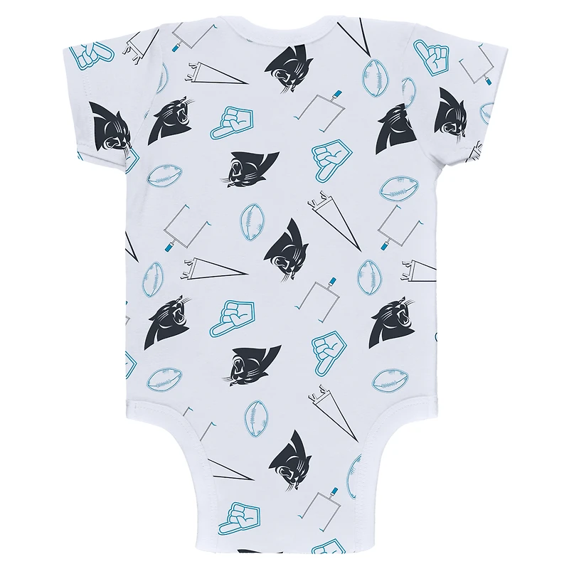 Ensemble body et pantalon trois pièces gris/noir/blanc Carolina Panthers pour nouveau-né bébé par Erin Andrews