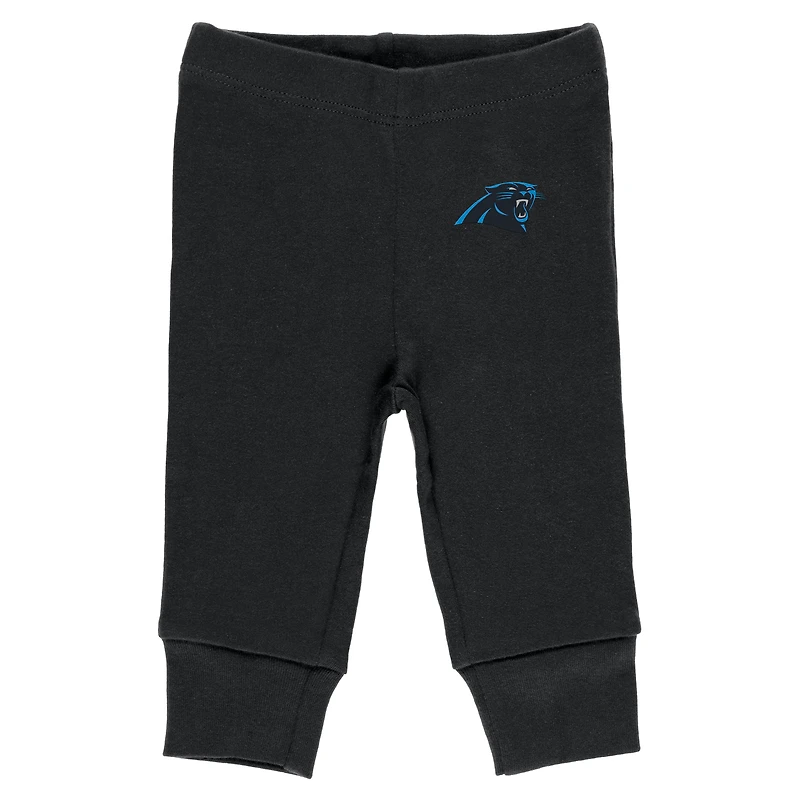 Ensemble body et pantalon trois pièces gris/noir/blanc Carolina Panthers pour nouveau-né bébé par Erin Andrews