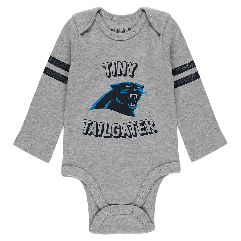 Ensemble body et pantalon trois pièces gris/noir/blanc Carolina Panthers pour nouveau-né bébé par Erin Andrews
