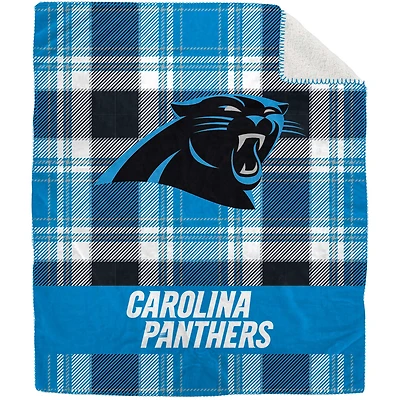 Couverture en peluche Sherpa en flanelle à carreaux Pegasus Carolina Panthers 50" x 60"