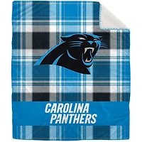 Couverture en peluche Sherpa en flanelle à carreaux Pegasus Carolina Panthers 50" x 60"