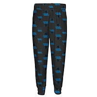 Ensemble de pyjama pour enfant d'âge préscolaire Outerstuff, t-shirt à manches longues et pantalon imprimés des Panthers la Caroline noirs