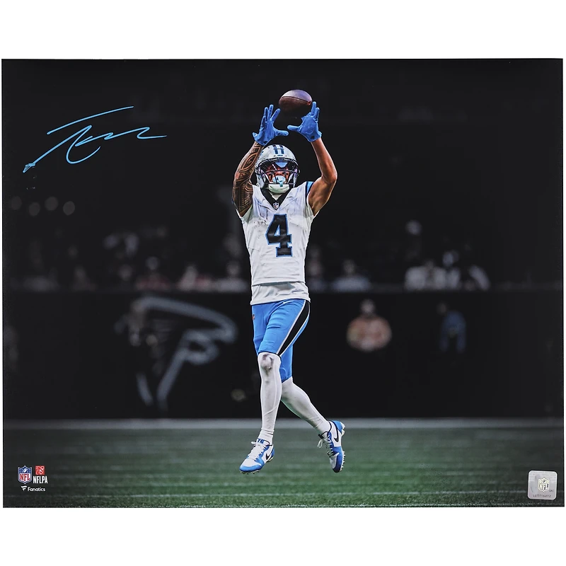 Tetairoa McMillan Carolina Panthers Autographed 16" x 20" White Jersey Catch Spotlight Photograph