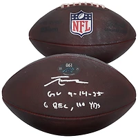 Ballon de football américain utilisé lors du match contre les Cardinals de l'Arizona le 14 septembre 2025, autographié par Tetairoa McMillan (Carolina Panthers), avec plusieurs inscriptions