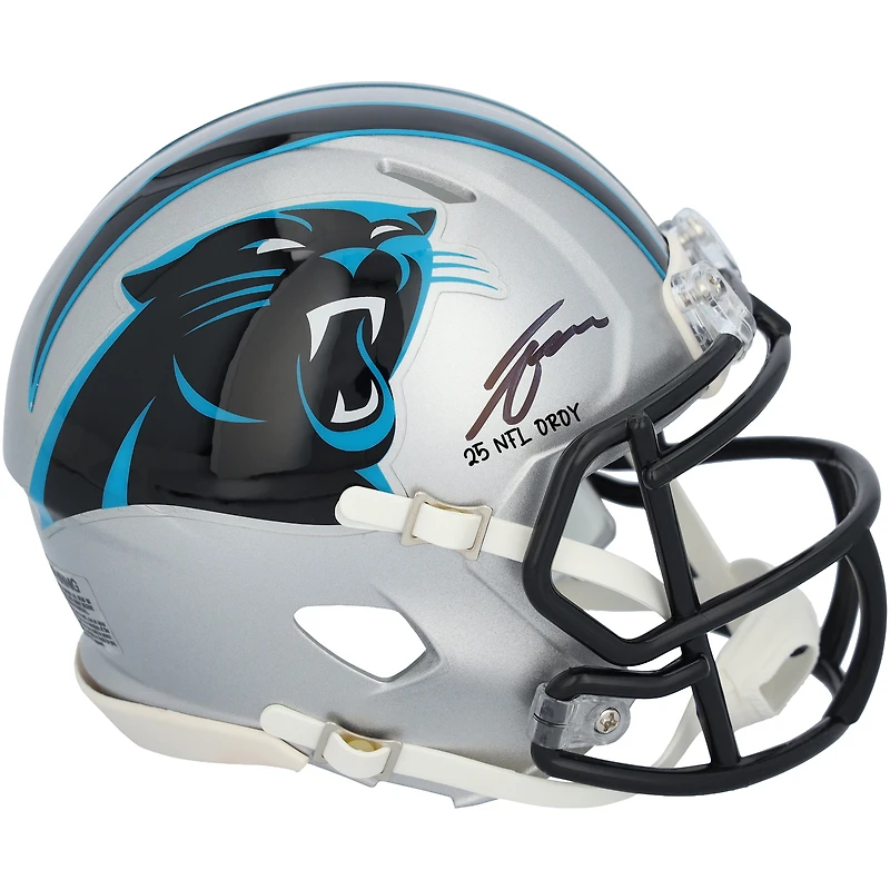 Tetairoa McMillan Carolina Panthers Autographed Riddell Speed Mini Helmet with "25 NFL OROY" Inscription