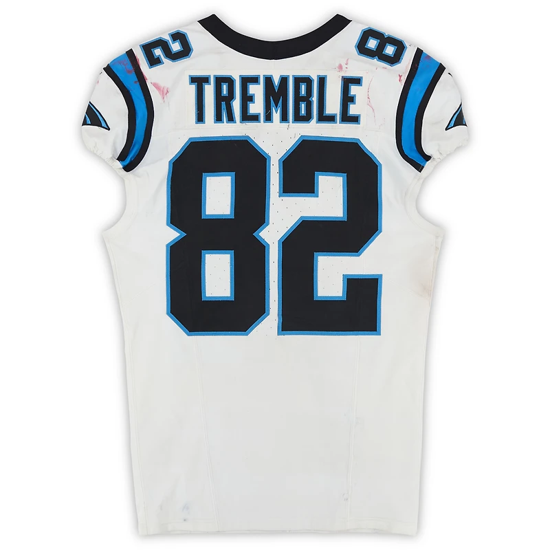 Tommy Tremble Carolina Panthers Game-Used #82 White Nike Jersey vs. New England Patriots on September 28, 2025