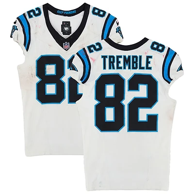 Tommy Tremble Carolina Panthers Game-Used #82 White Nike Jersey vs. New England Patriots on September 28, 2025