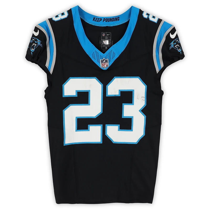 Trevor Etienne Carolina Panthers Game-Used #23 Black Nike Jersey vs. Los Angeles Rams on January 10, 2026