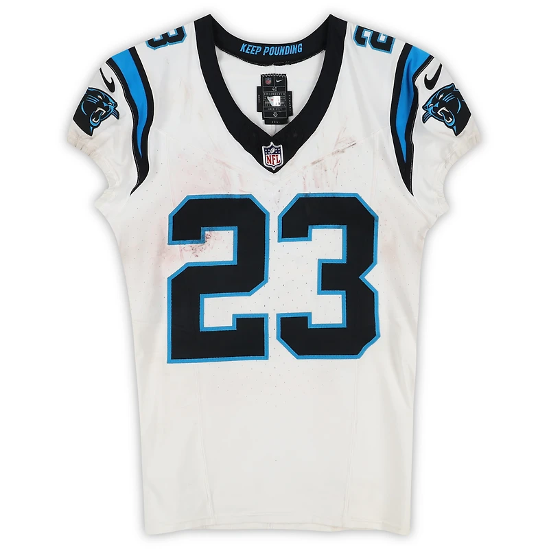 Trevor Etienne Carolina Panthers Game-Used #23 White Nike Jersey vs. Arizona Cardinals on September 14, 2025