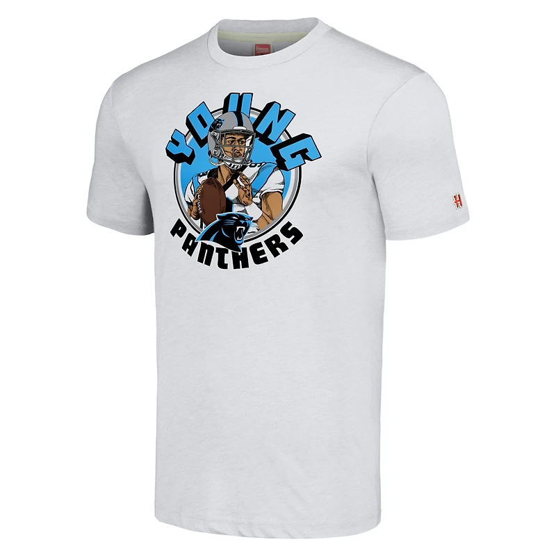 T-shirt unisexe en mélange de trois matières, hommage à Bryce Young, joueur des Panthers la Caroline, avec caricature du