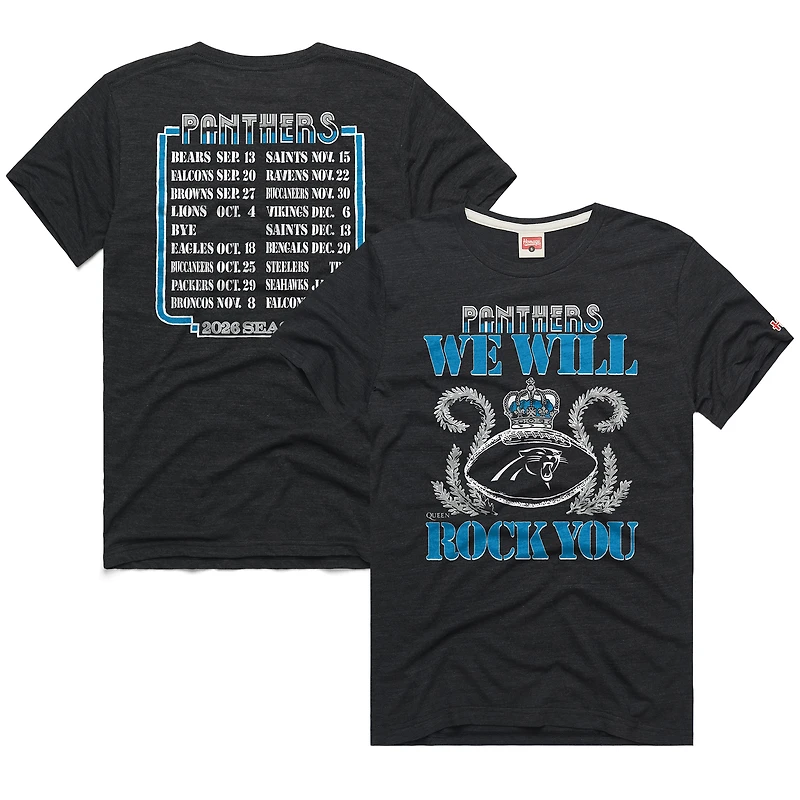Unisex Homage Charcoal Carolina Panthers 2026 NFL Schedule Queen Tri-Blend T-Shirt