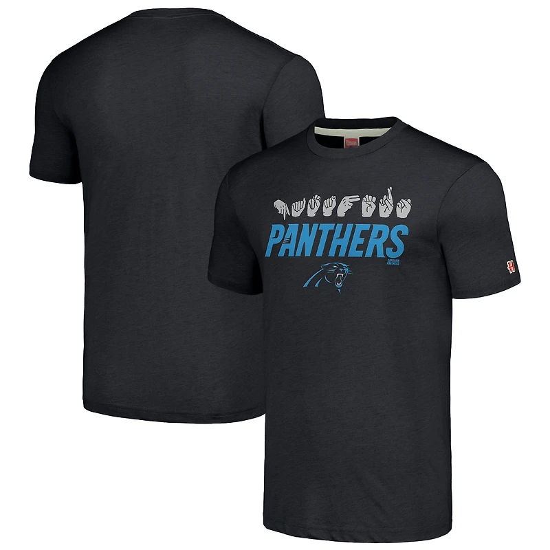 T-shirt unisexe hommage aux Carolina Panthers de la collection NFL ASL par Love Sign en langue des signes américaine