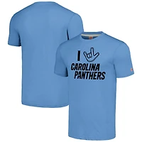 Hommage unisexe aux Panthers de La Caroline bleu clair collection NFL ASL par Love Sign T-shirt triple mélange