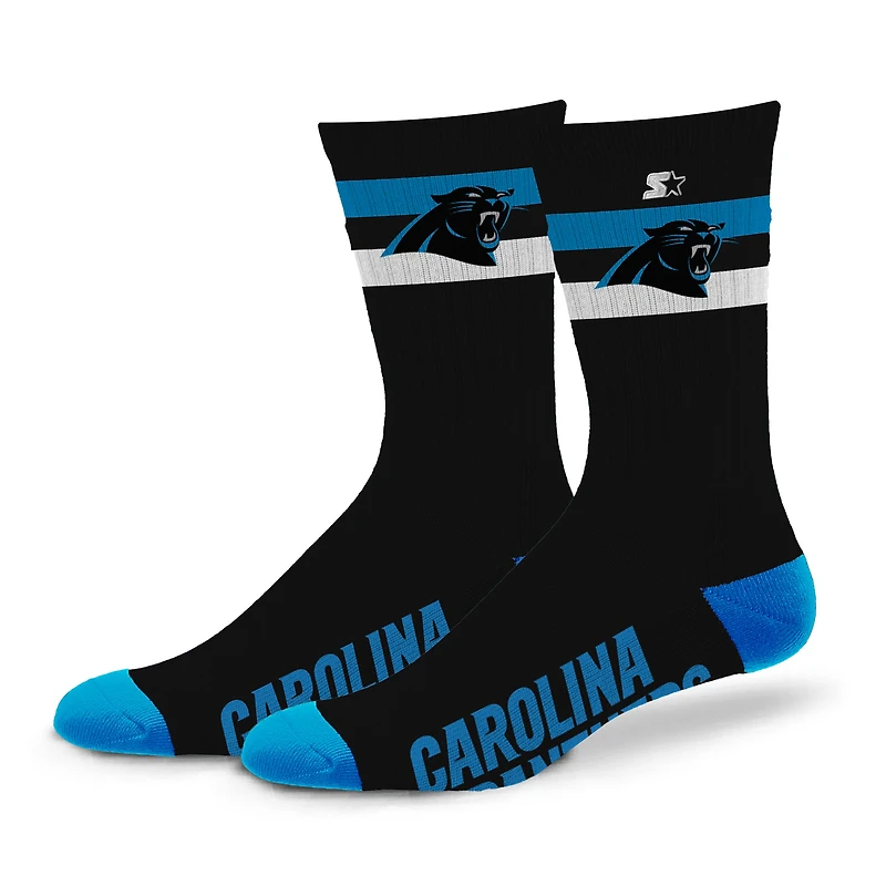 Chaussettes d'équipage unisexes Starter Carolina Panthers Team Color Two-Stripe