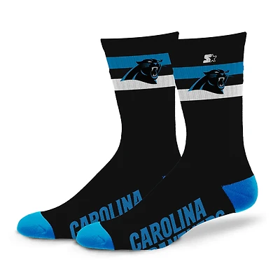 Chaussettes d'équipage unisexes Starter Carolina Panthers Team Color Two-Stripe
