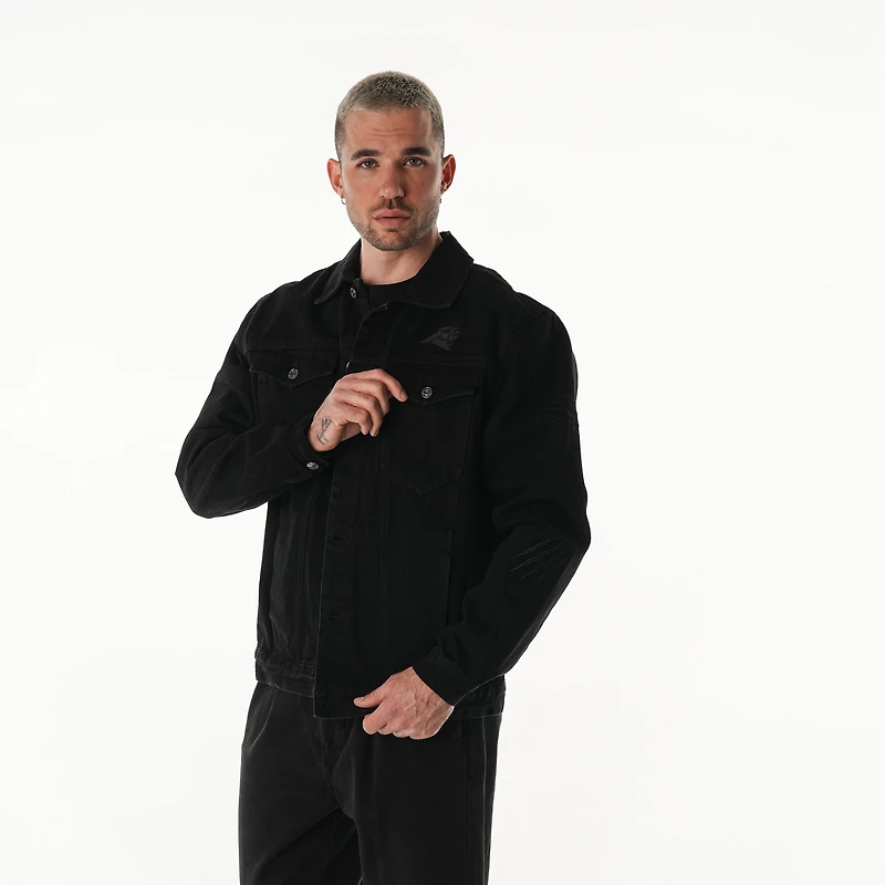 Veste en jean boutonnée unisexe The Wild Collective, motif Panthers de la Caroline