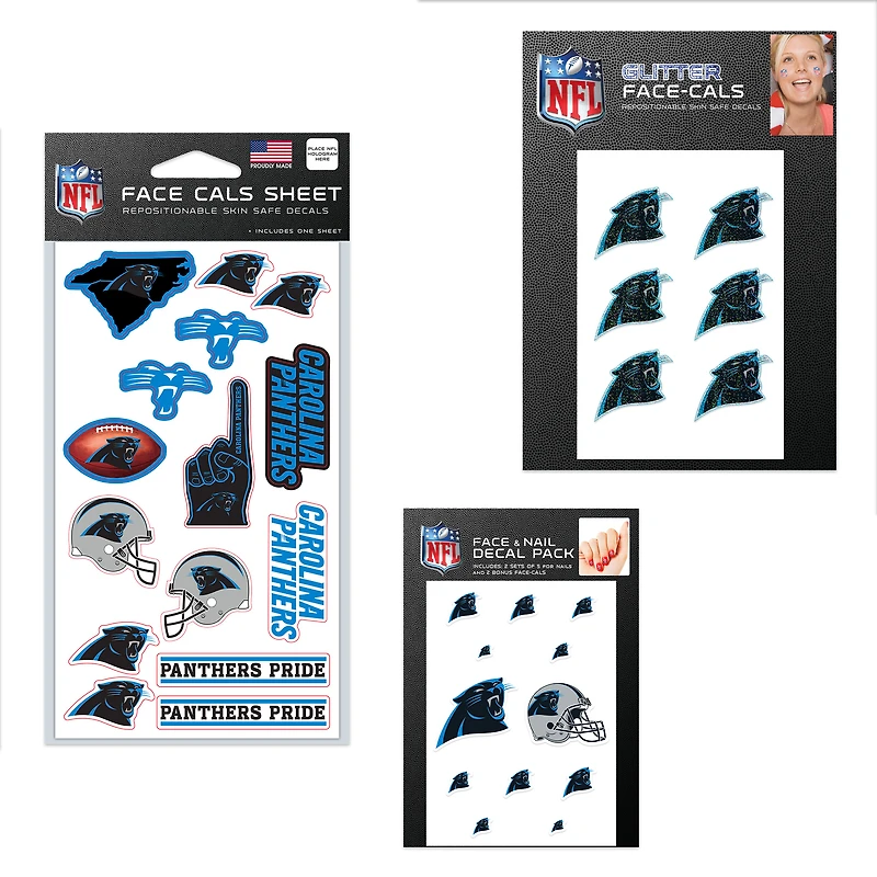 Ensemble de tatouages sans eau WinCraft Carolina Panthers 4" x 7"