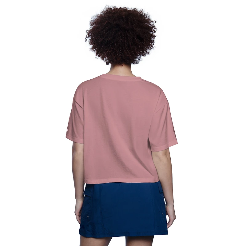 Women's Starter Pink Carolina Panthers Play the Ball Boxy Cropped T-Shirt