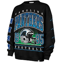 Women's '47  Black Carolina Panthers Go Big Oversized Pullover Sweatshirt