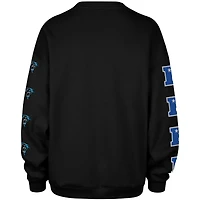 Women's '47  Black Carolina Panthers Go Big Oversized Pullover Sweatshirt