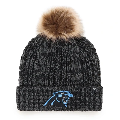 Bonnet tricoté à revers Meeko '47 Black Carolina Panthers pour femme avec pompon