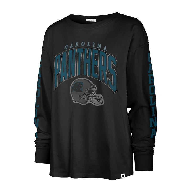 Women's '47 Black Carolina Panthers Tom Cat Lightweight Long Sleeve T-Shirt