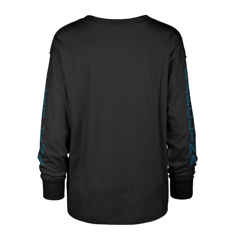 Women's '47 Black Carolina Panthers Tom Cat Lightweight Long Sleeve T-Shirt