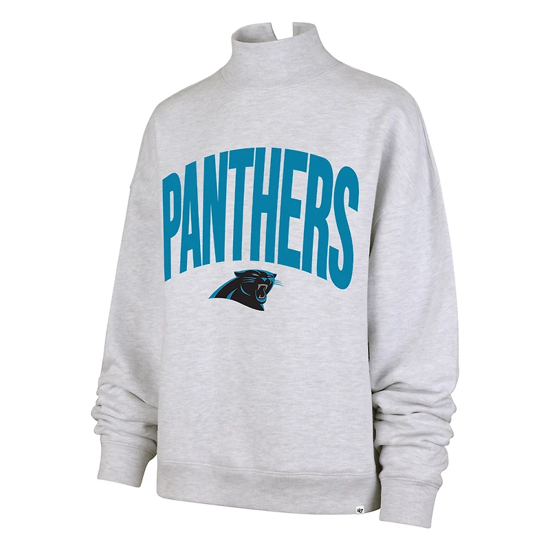 Women's '47  Gray Carolina Panthers Subtle Muse Mock Neck Sweatshirt
