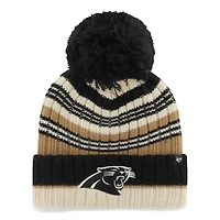 Bonnet en tricot à revers Barista '47 Natural Carolina Panthers pour femmes avec pompon